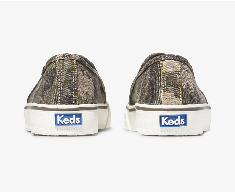 Slip Ons Keds Mujer Verde Oliva - Washable Double Decker Camo - 1953-OIFCV